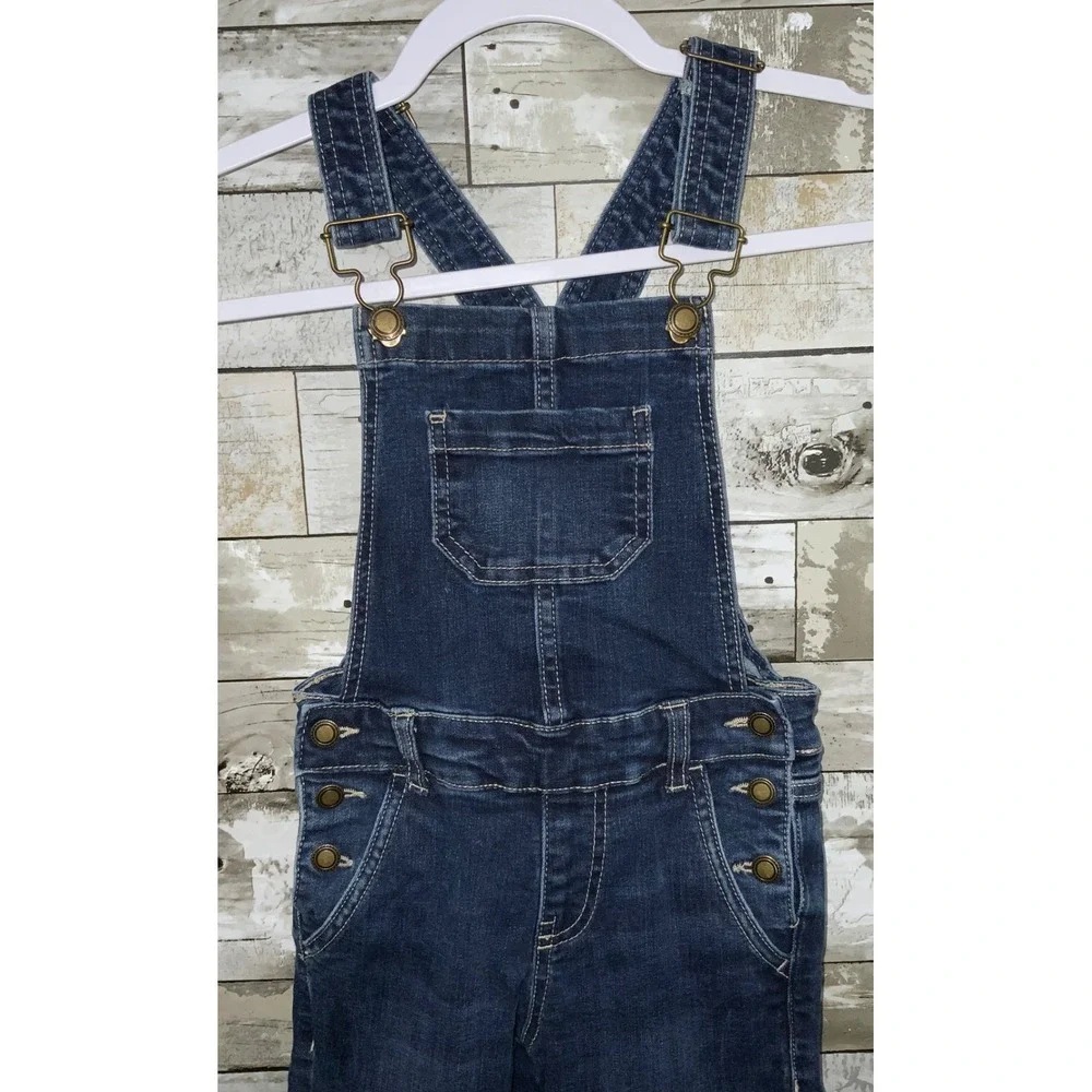 Falls Creek Girls Dark Wash Denim Overalls Skinny Leg Size‎ S (6/6X)